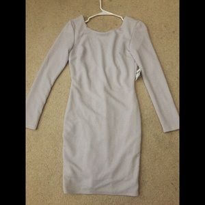 Silver open back long sleeve dress